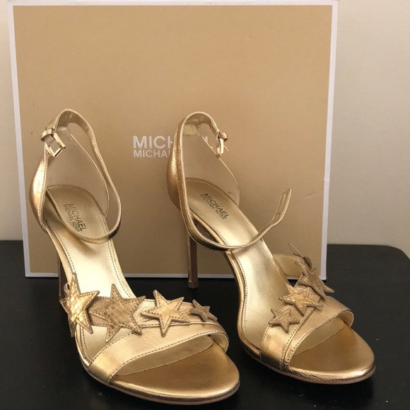 NWB MICHAEL Michael Kors Lexie Gold Sandals 8M - Picture 1 of 7